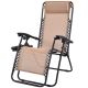Chair Folding/Recline Hi Back Beige w/Cup Holder