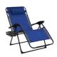 Chair Folding/Recline Hi Back Blue w/Cup Holder